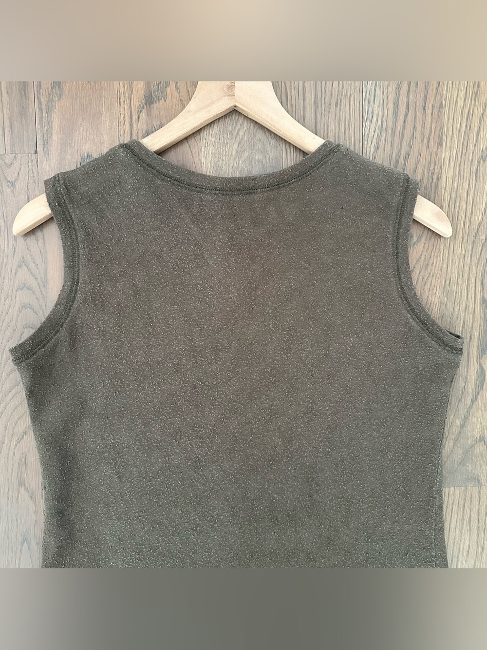 7115 by Szeki Textured Linen Cotton Blend Sleeveless Tank Top Olive Green Medium - Picture 8 of 9